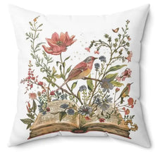 Load image into Gallery viewer, Boho Vintage-Inspired Bird & Wildflowers Pillow