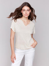 Load image into Gallery viewer, FOIL PRINT SHORT SLEEVE DOLMAN TOP - CHAMPAGNE