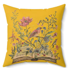 Load image into Gallery viewer, Boho Vintage-Inspired Bird & Wildflowers Pillow