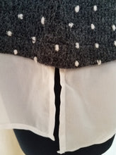 Load image into Gallery viewer, Papillon Charcoal Pom-Pom Sweater with Georgette Underlay