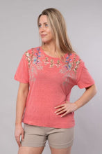 Load image into Gallery viewer, Guava Linen Slub Tee with Embroidery