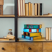 Load image into Gallery viewer, Books Stained Glass Accent Lamp