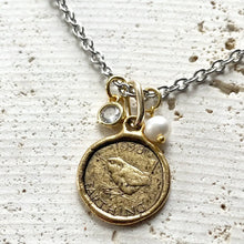 Load image into Gallery viewer, Farthing Coin Necklace England English Royal Jewelry Bird