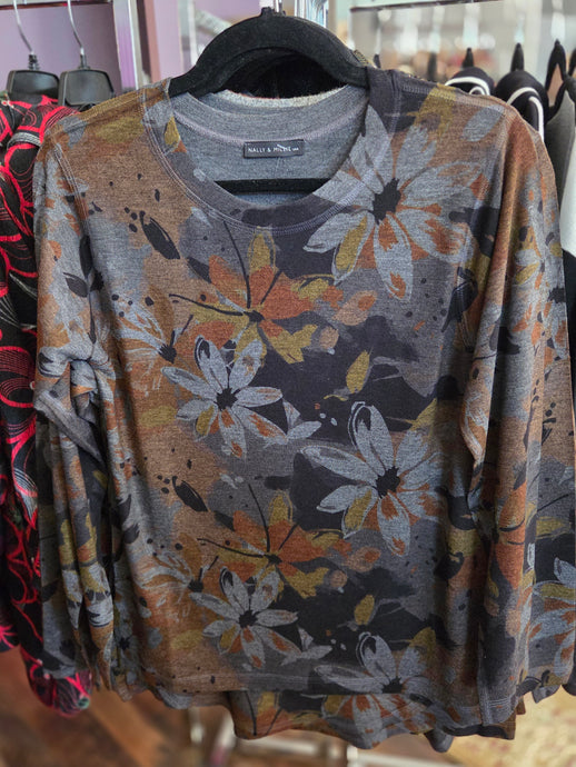 Floral LS Crew Neck Top