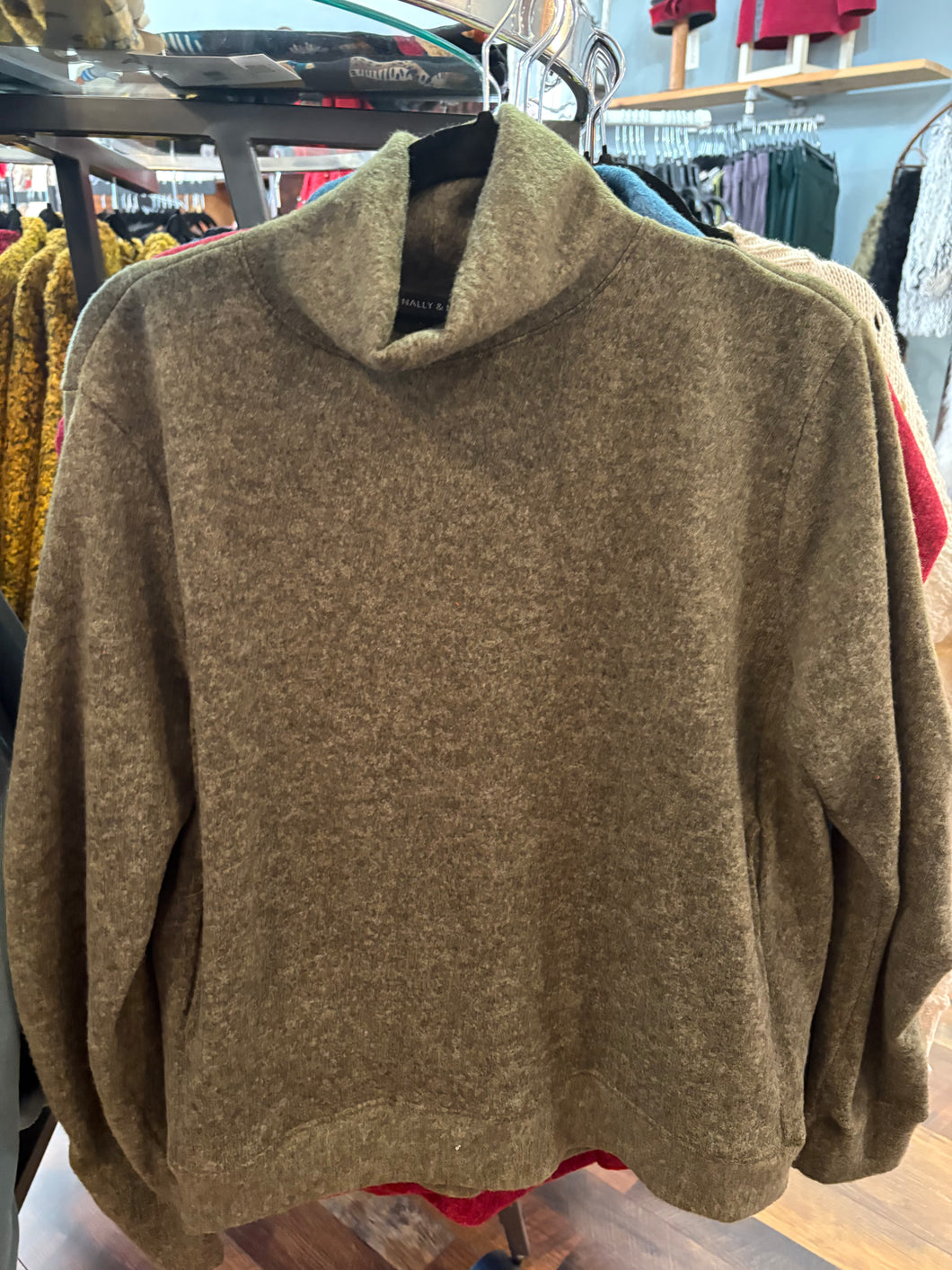 Mock Neck Pleated Sleeve Top