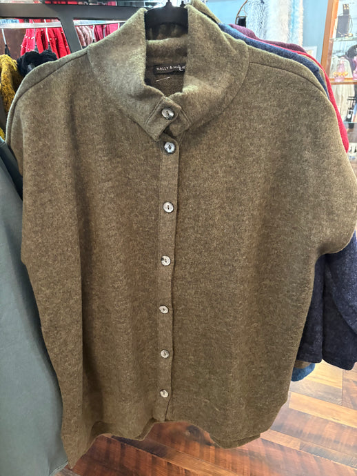 High Neck Front Button Short Sleeve