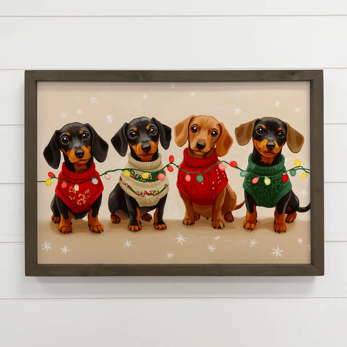 Dachshunds Christmas Lights  6x10