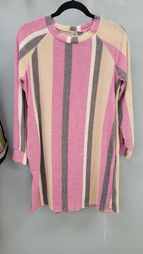 Vertical Stripe Dress Raglan Sleeves