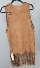 Load image into Gallery viewer, Faux Suede Tasseled Vest - Taupe