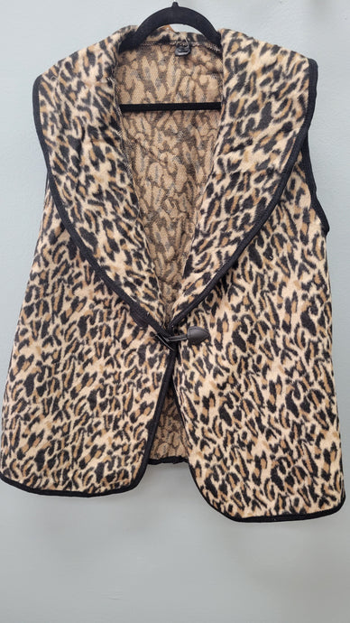 Leopard Print Vest with Toggle Clasp