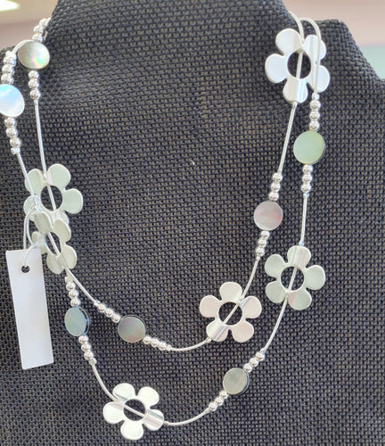 Flower and Shell Long Necklace