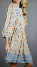 Load image into Gallery viewer, A-Line Print Dress with Button Placket, Elastic Waist, and Balloon Sleeves