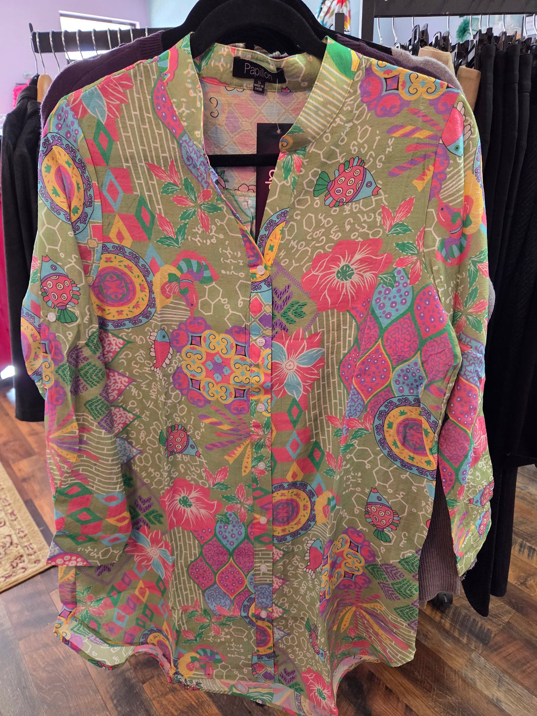 Abstract Button Front Tunic