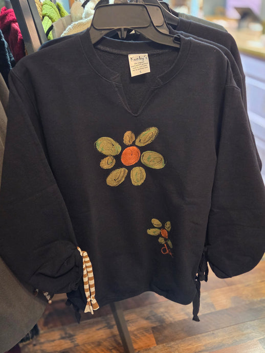 Tie Pullover Black Oat
