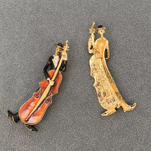 Load image into Gallery viewer, Enamel Musician Playing Cello Brooch
