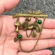 Load image into Gallery viewer, Forest Style Mushroom Pinecone Leaf Charm Brooch