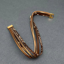 Load image into Gallery viewer, Crystal Charm Snakeskin Multi-Layer Leather Bracelet