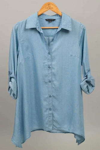 Chambray Tencel Button Front Tunic