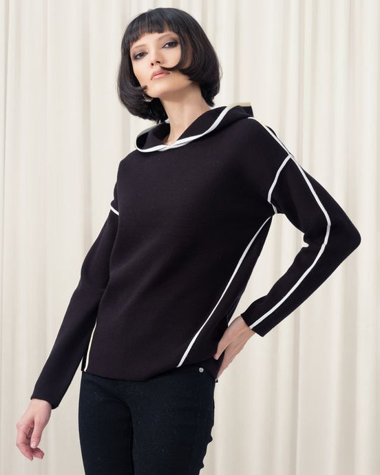 ELENA WANG BLACK KNIT HOOD