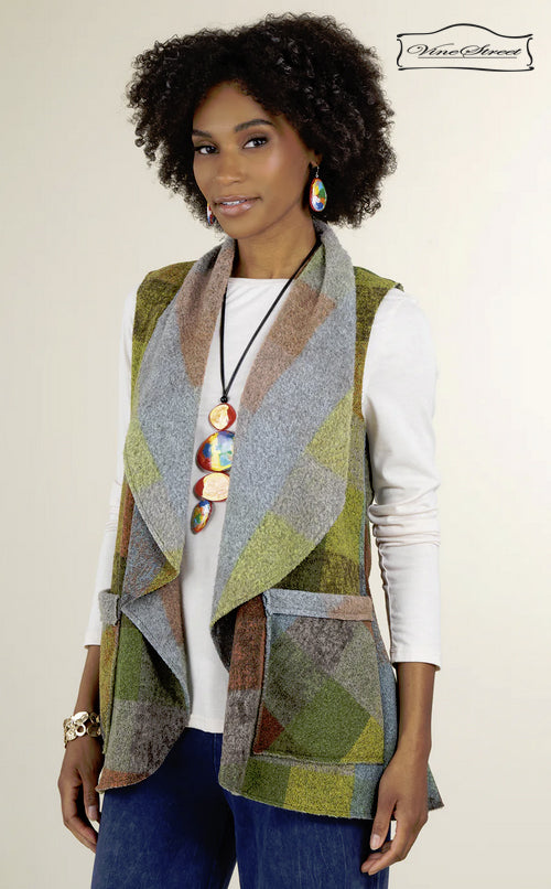 Plaid Fleece Vest