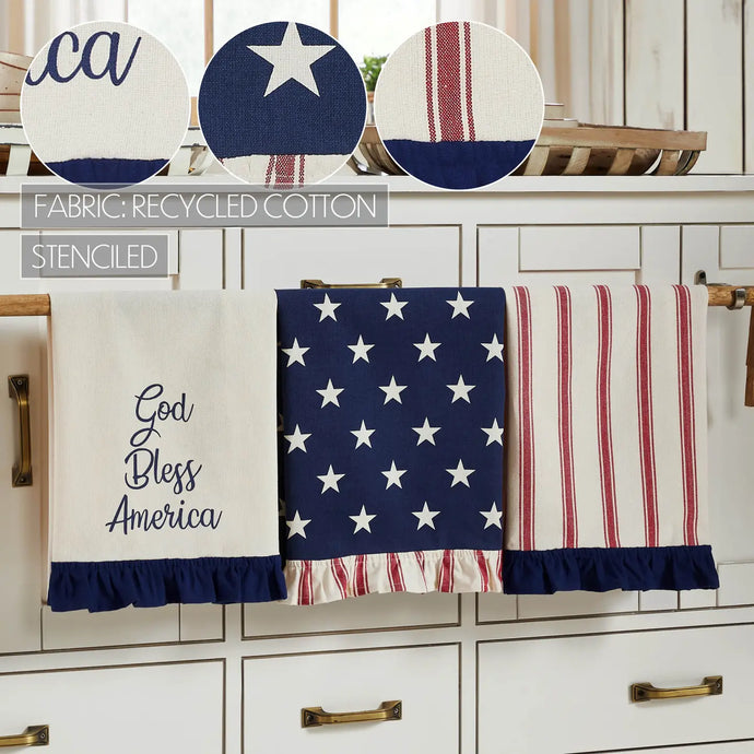 Hatteras Stars Gba Ruffled Tea Towel Set