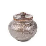 Load image into Gallery viewer, Dark Brown Ceramic Storage Canister with Plum Tree Motif