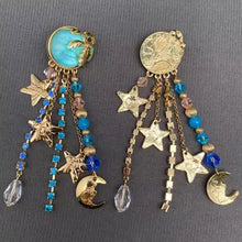 Load image into Gallery viewer, Vintage Star Moon Fringe Earrings