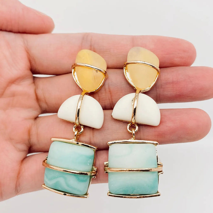 Bohemian Alloy Woven Frosted Resin Earrings
