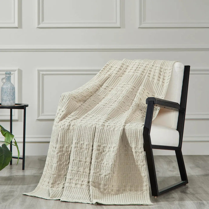 Waffle Weave Natural Throw