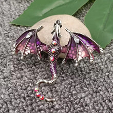 Load image into Gallery viewer, Rhinestone Enamel Dragon Brooch