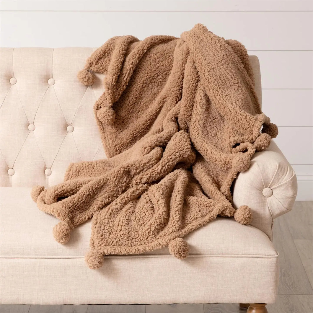 Throw- Dreamy Sherpa with Pompoms