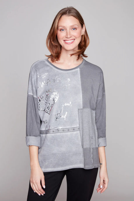 Woven Top Grey