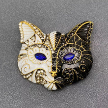 Load image into Gallery viewer, Rhinestone Enamel Cat Mask Brooch