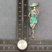 Load image into Gallery viewer, Abalone Shell Silver Tone Fashion Lady Brooch