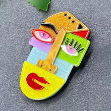 Load image into Gallery viewer, Abstract Face Acrylic Brooch