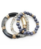 Wood Glass & Acrylic Bracelet Set