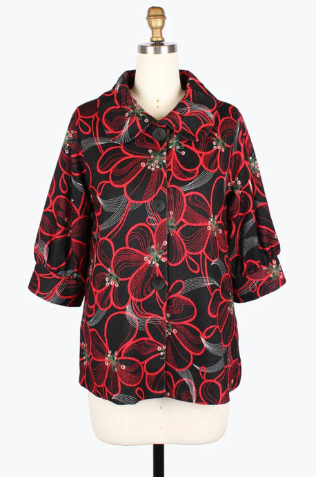 Damee Floral Pen Art Swing Jacket