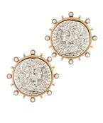 Twotone Coin Clip On Earrings