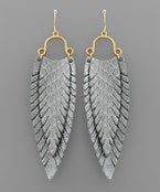 Layer Feather Leather Earrings