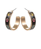 30mm Paw Pattern Enamel Hoops