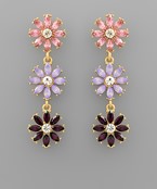 Marquise Glass 3 Flower Drop Earrings