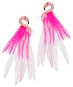 Flamingo & Feather Earring