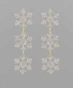 3 Glitter Snowflake Drop Earrings