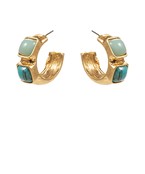 2 Stone Accent Vintage Metal Hoops