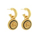 Initial Round Dangle Earrings
