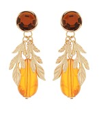 Acrylic Teardrop & Textured Leaf Earrings