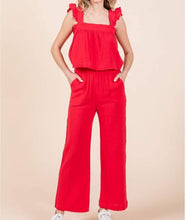 Load image into Gallery viewer, Cotton Gauze Ruffle Tank and Pull On Pant Set