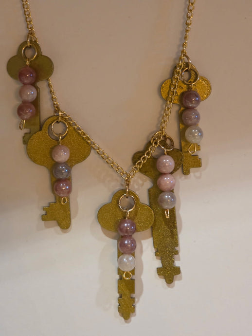 Long Vintage Gold Key Necklace