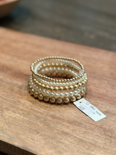 Bronze and Pearl Multiple Bracelet