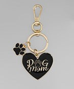 DOG MOM Heart Keychain